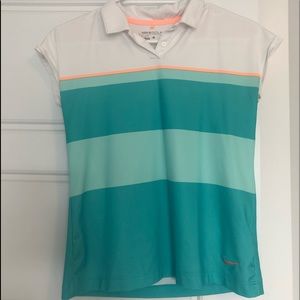 nike golf blue, orange, and white girls polo